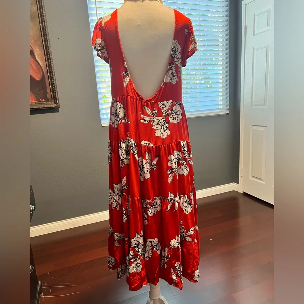 Free People Red Rita Tiered Dress With Pockets. In EUC. Size XS